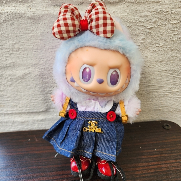 CHANEL Other - CHANEL Denim Dress with Red Checkered Bow